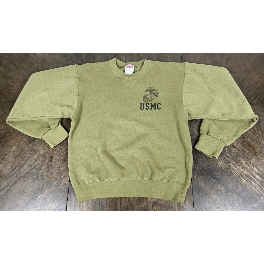 Soffe Vintage 90’s USMC Marines Crewneck Sweatshirt Made in USA Green Size Small